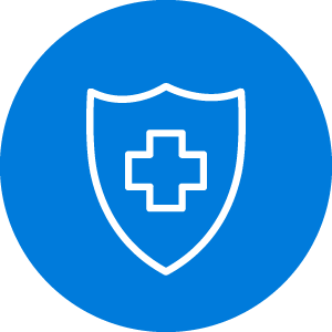 White vector illustration of a shield with a cross in the middle in a blue circle. White vector illustration of a shield with a cross in the middle in a blue circle.