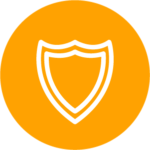 Shield in orange circle Shield in orange circle