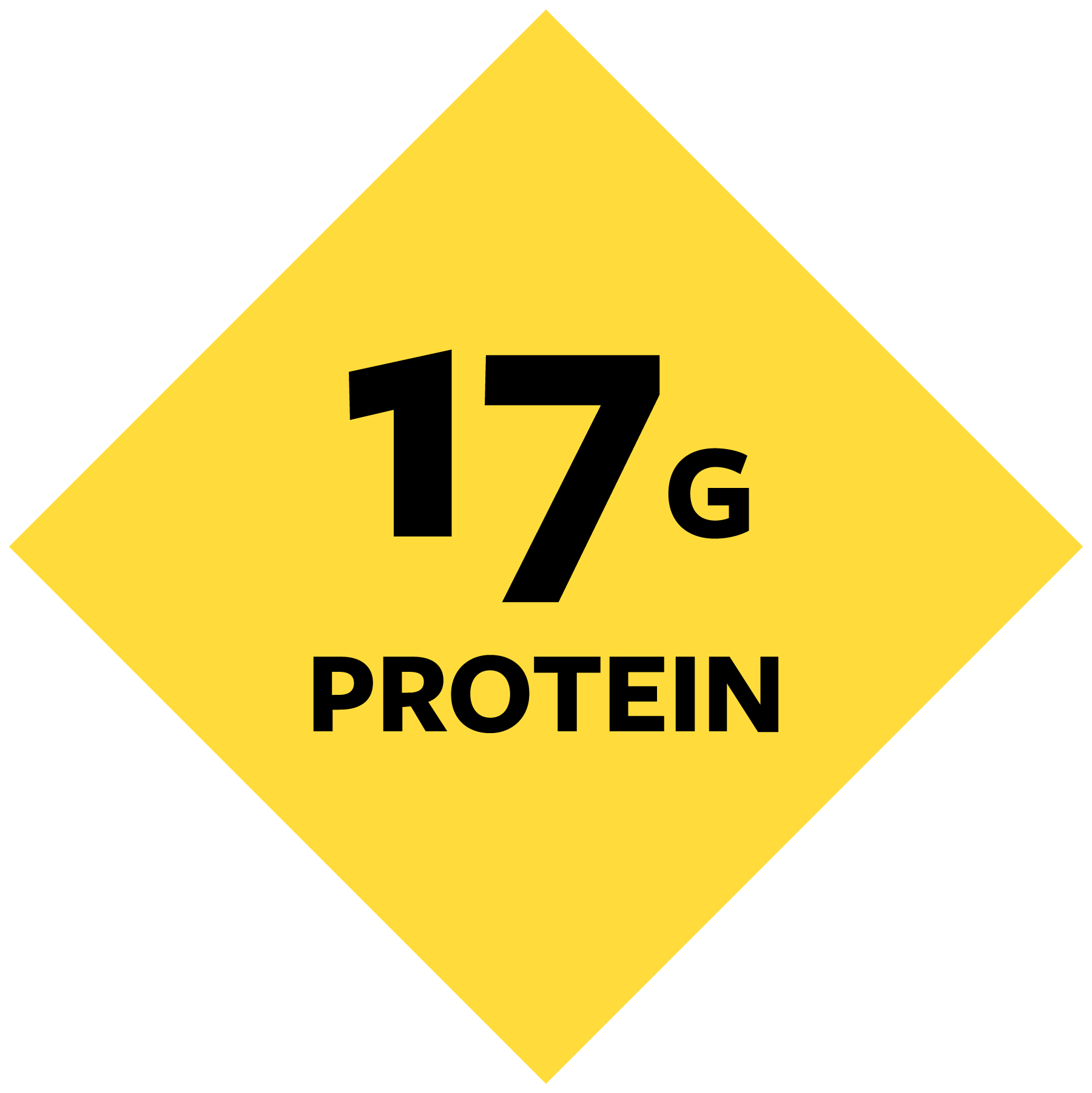 "17G PROTEIN" on a yellow diamond.