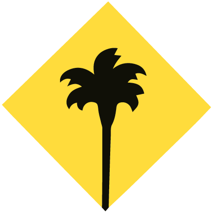 Un diamante color amarillo con una palmera color negro en el centro.