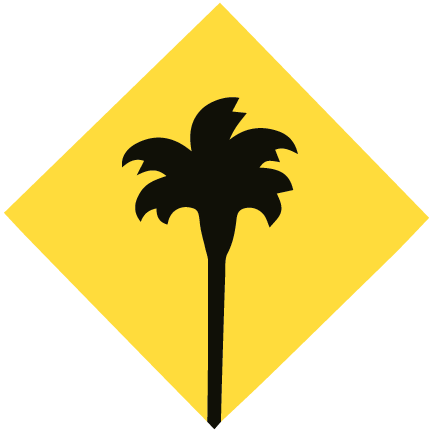 Un diamante color amarillo con una palmera color negro en el centro.
