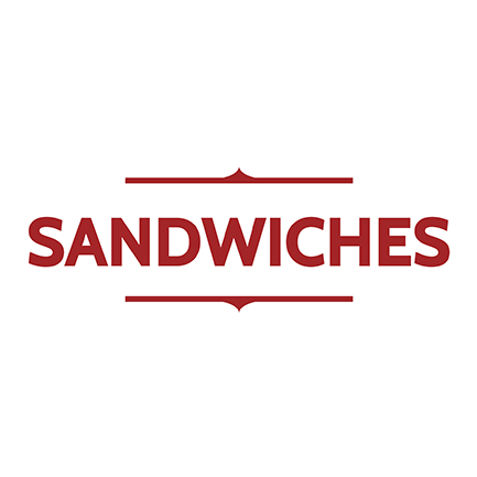 "SANDWICHES" written in a white circular icon.