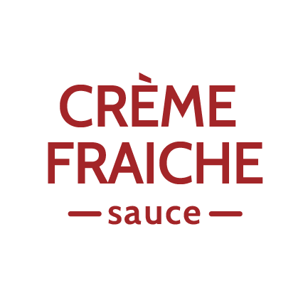 The words "CRÈME FRAICHE sauce" with red lines dashed around the phrase.