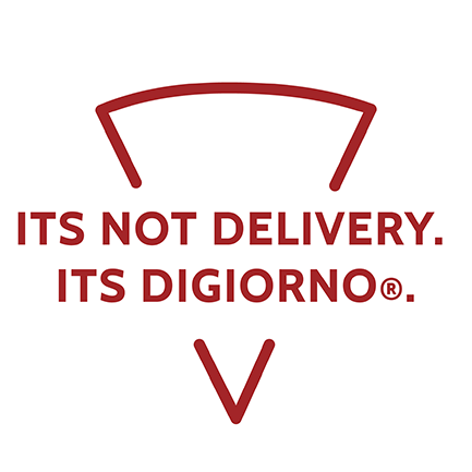 The words "ITS NOT DELIVERY. ITS DIGIORNO®." outlined in the shape of a pizza slice. The words "ITS NOT DELIVERY. ITS DIGIORNO®." outlined in the shape of a pizza slice.