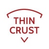 The words "THIN CRUST" outlined in the shape of a pizza slice.