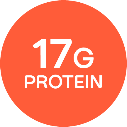 "17G PROTEIN" written in an orange circle.