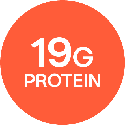 "19G PROTEIN" written in an orange circle.