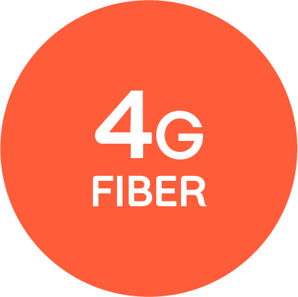 "4G FIBER" written in an orange circle.