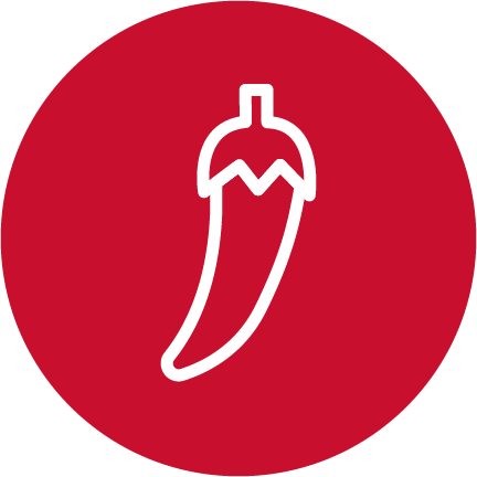 A red circle with a white illustrated chili pepper.