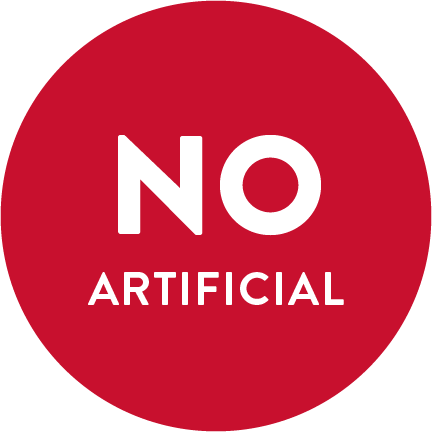A red circle with the words "NO ARTIFICIAL" written in white.