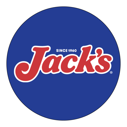 Jack's since 1960 written in red letters on a blue circular background