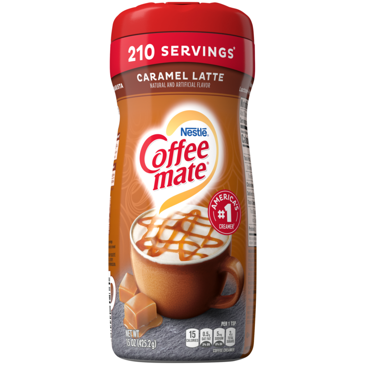 Caramel Latte Flavored Powder Creamer 15 Oz Official Coffee Mate