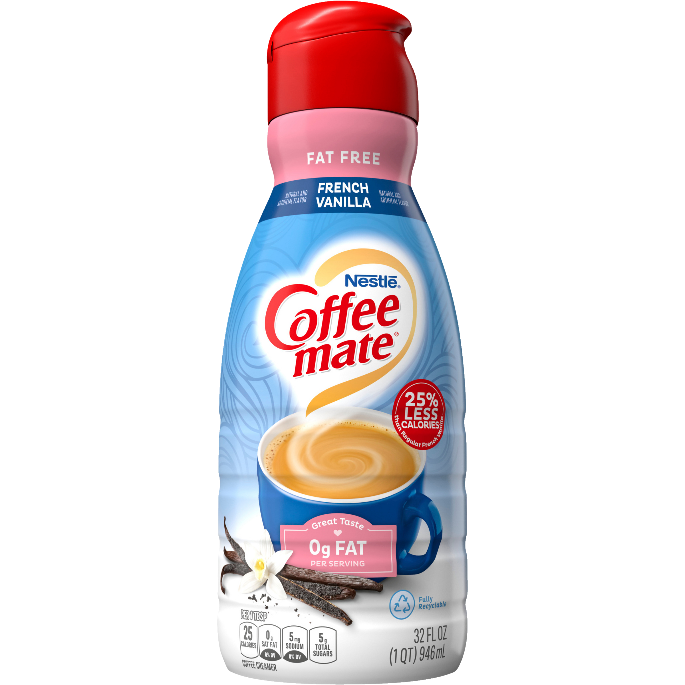 Fat Free French Vanilla Flavored Creamer 32oz Official Coffee Mate