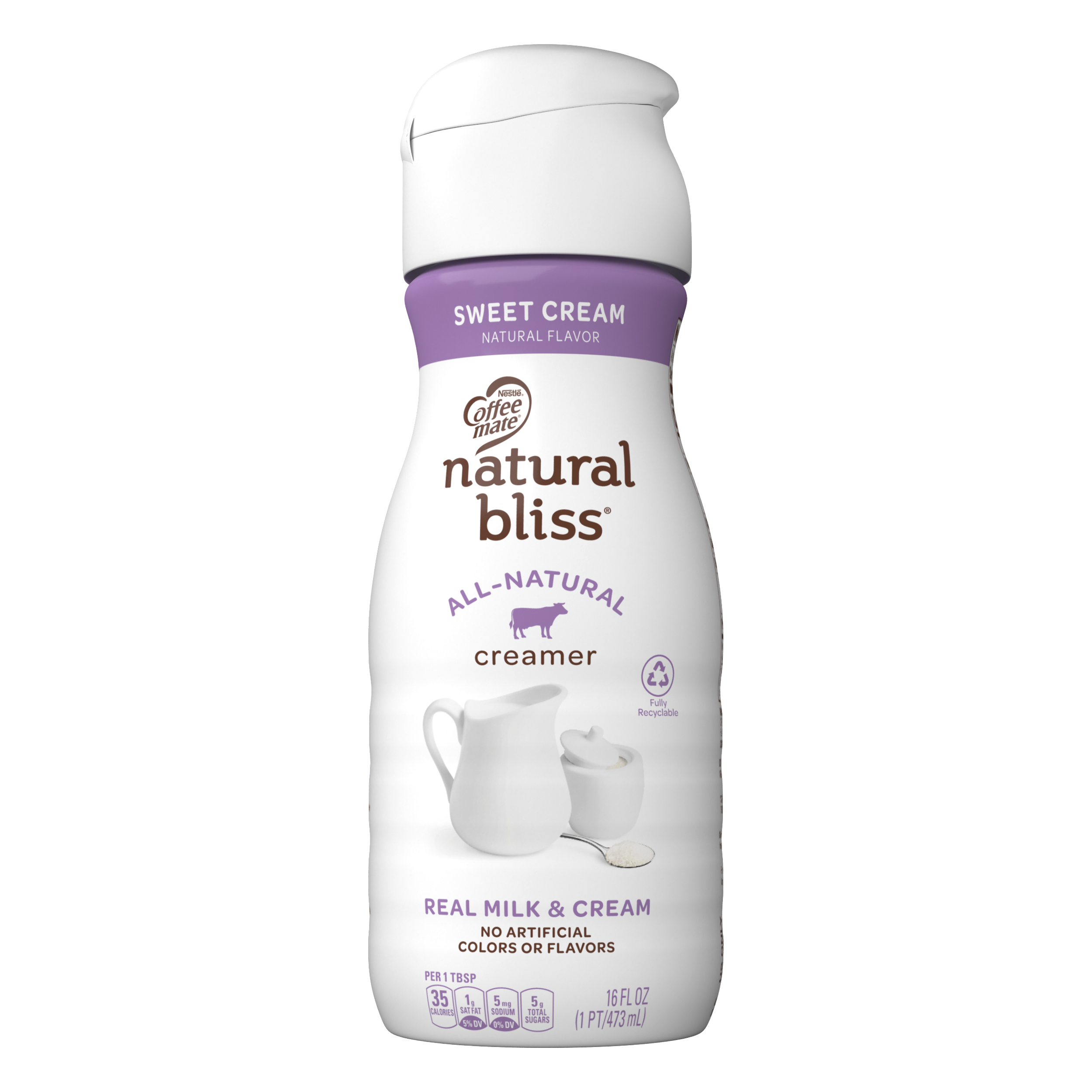 Sweet Cream AllNatural Coffee Creamer 16 oz. Bottle Official natural