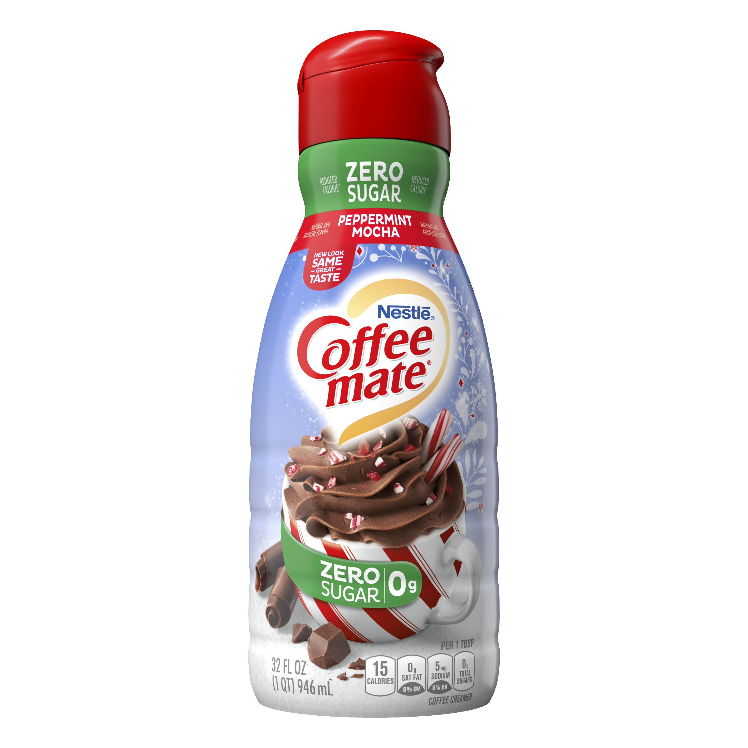 0 Sugar Peppermint Mocha Flavored Liquid Creamer 32oz Official Mate