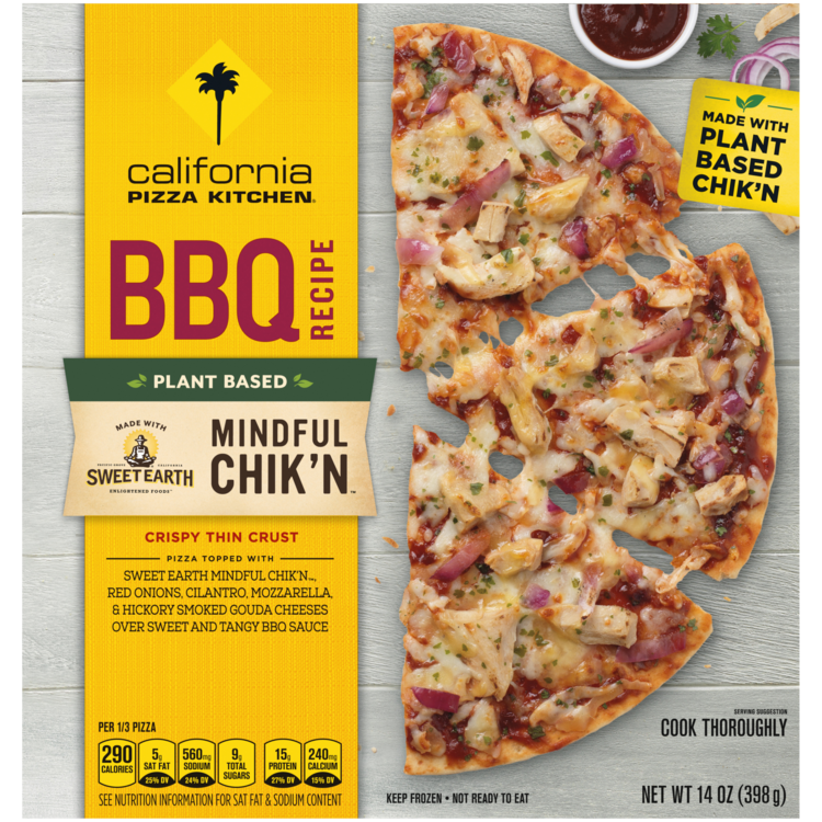 California Pizza Kitchen Bbq Chicken Pizza Bbq Recipe Plant Based Sweet Earth Mindful Chik N Crispy Thin Crust Pizza Official Cpk Frozen