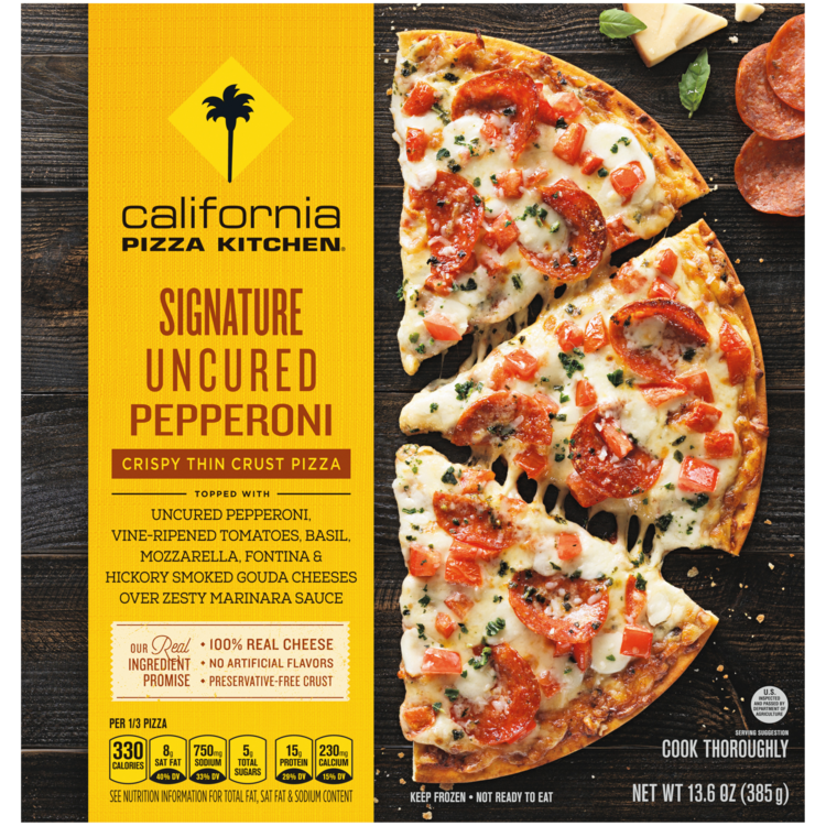 Signature Uncured Pepperoni Crispy Thin Crust Pizza Official CPK Frozen