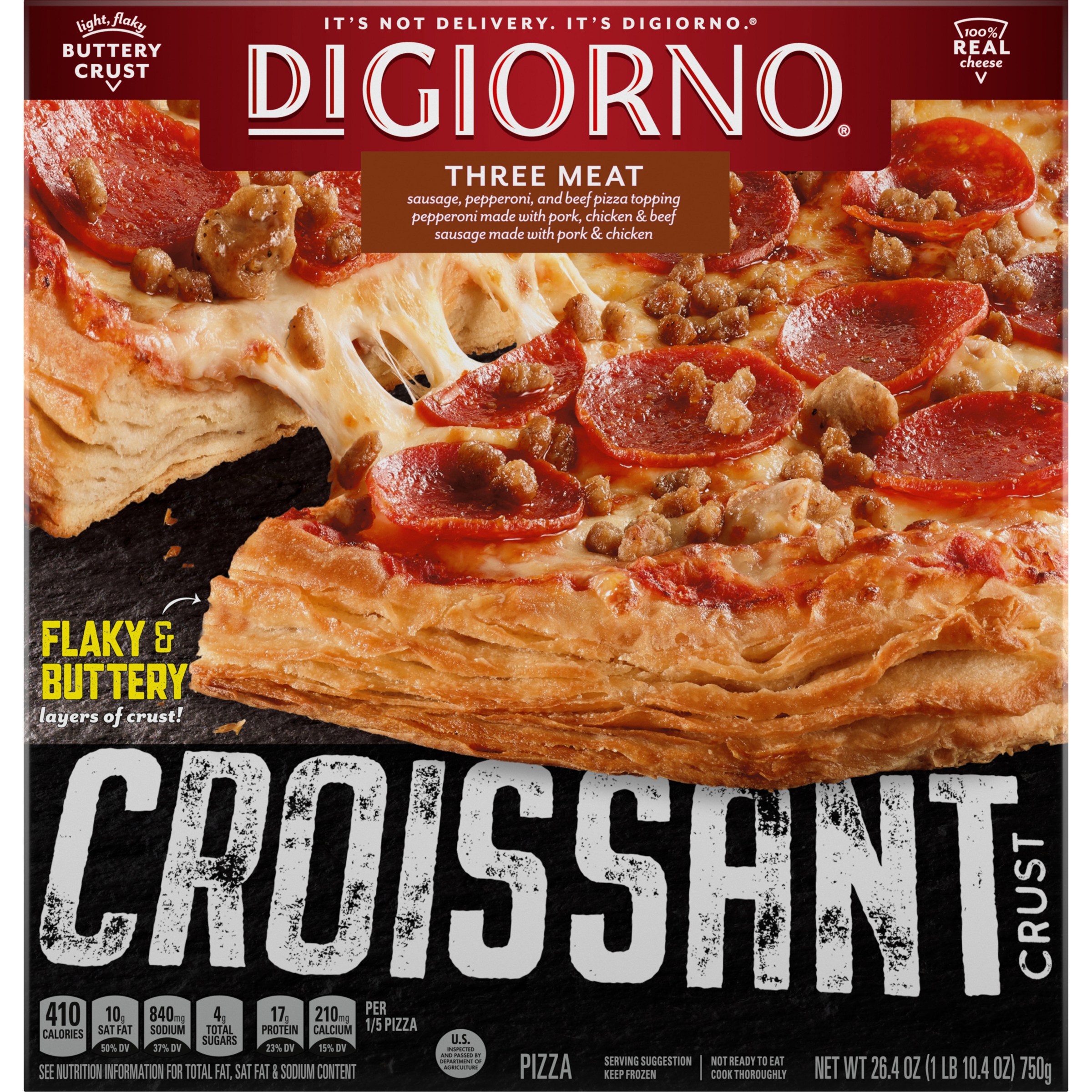 Croissant Crust Three Meat Frozen Pizza | Official DIGIORNO®