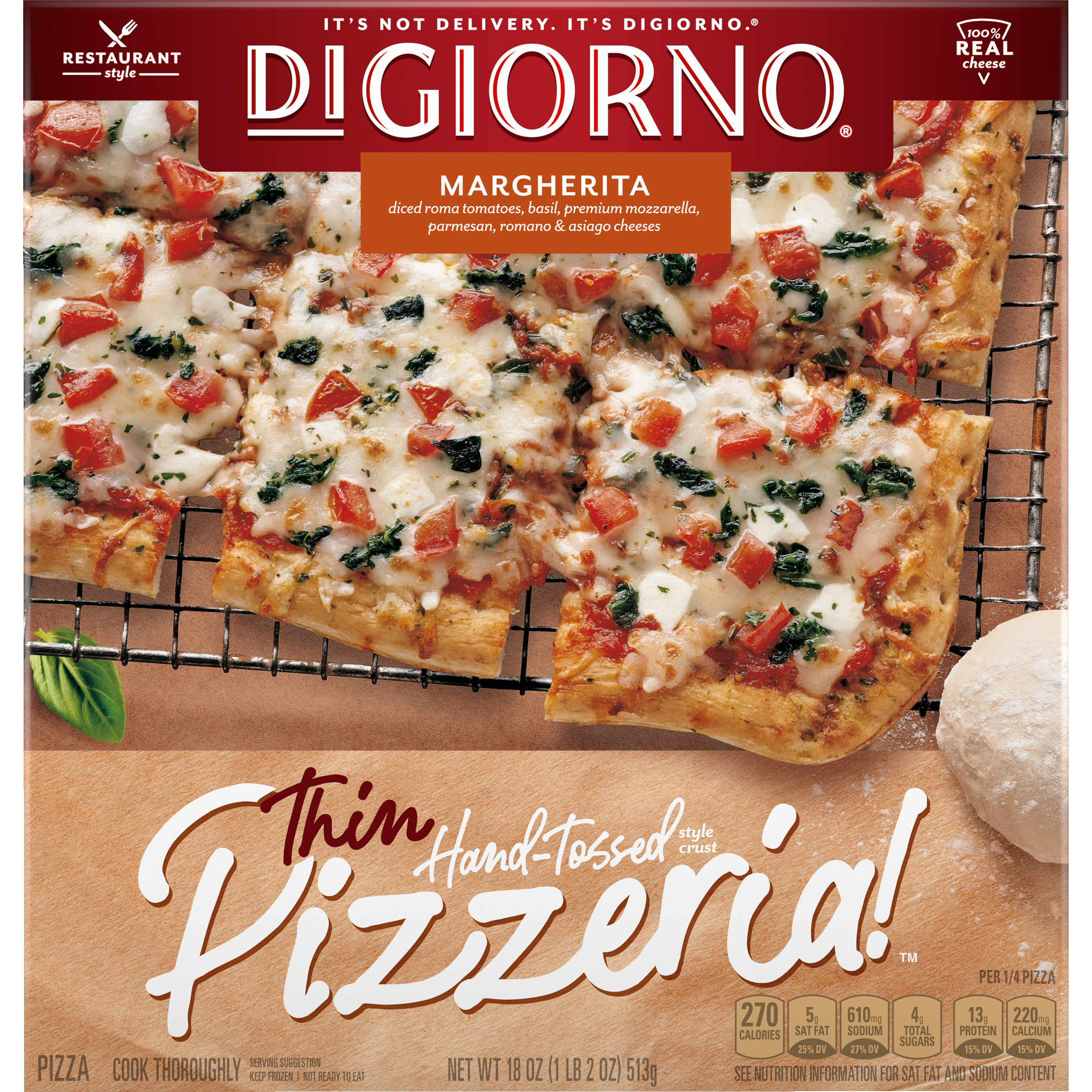 Thin Crust Hand-Tossed Margherita Frozen Pizza | Official ...