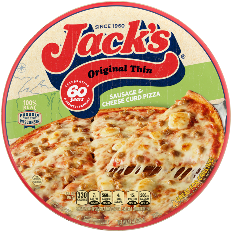 Thin Crust Sausage & Cheese Curd Frozen Pizza | Official JACK'S®