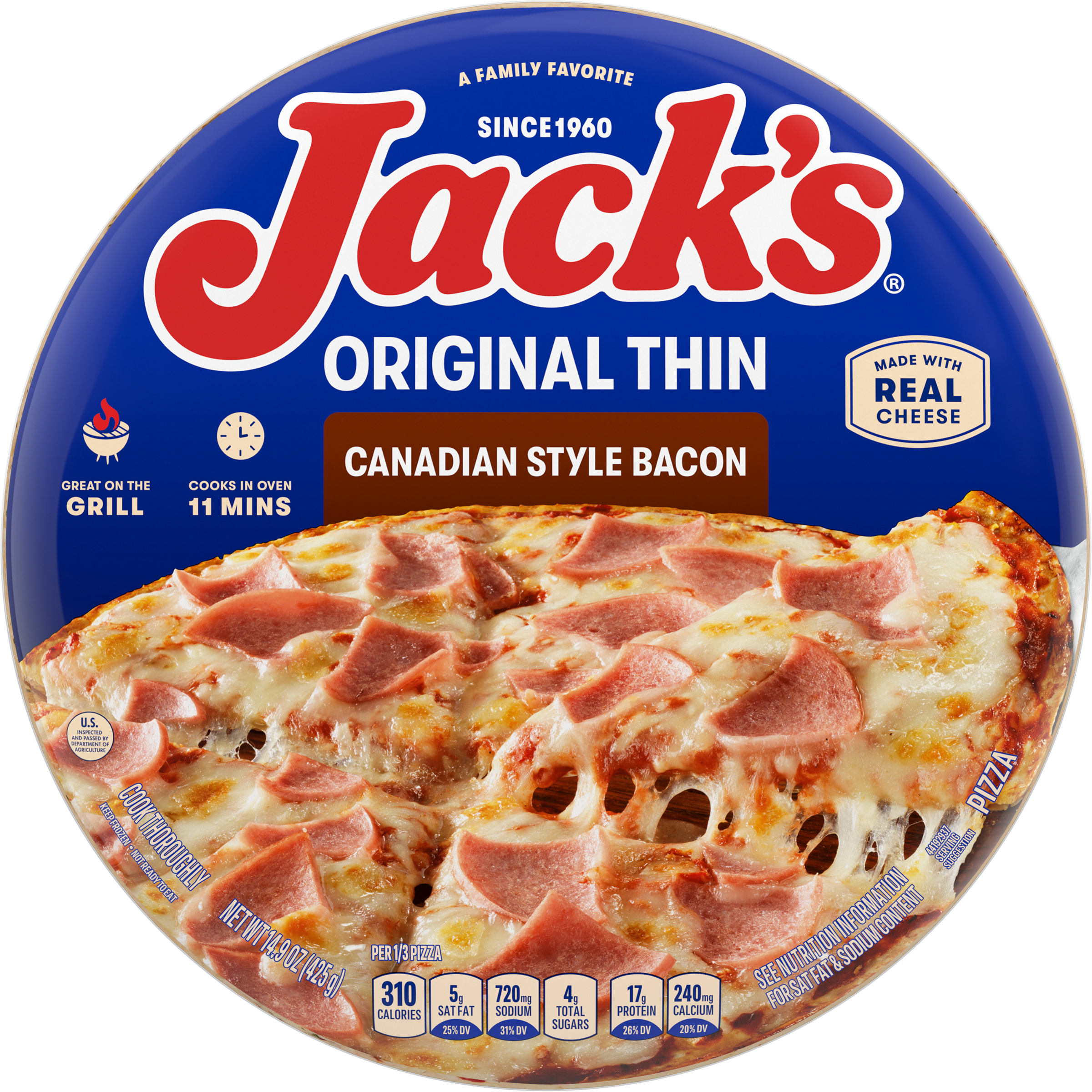 Thin Crust Canadian Style Bacon Frozen Pizza | Official ...