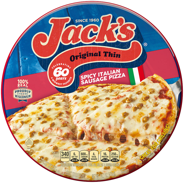Thin Crust Spicy Italian Sausage Frozen Pizza Official JACK'S®