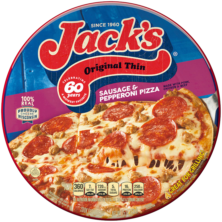 Thin Crust Sausage & Pepperoni Frozen Pizza | Official JACK'S®