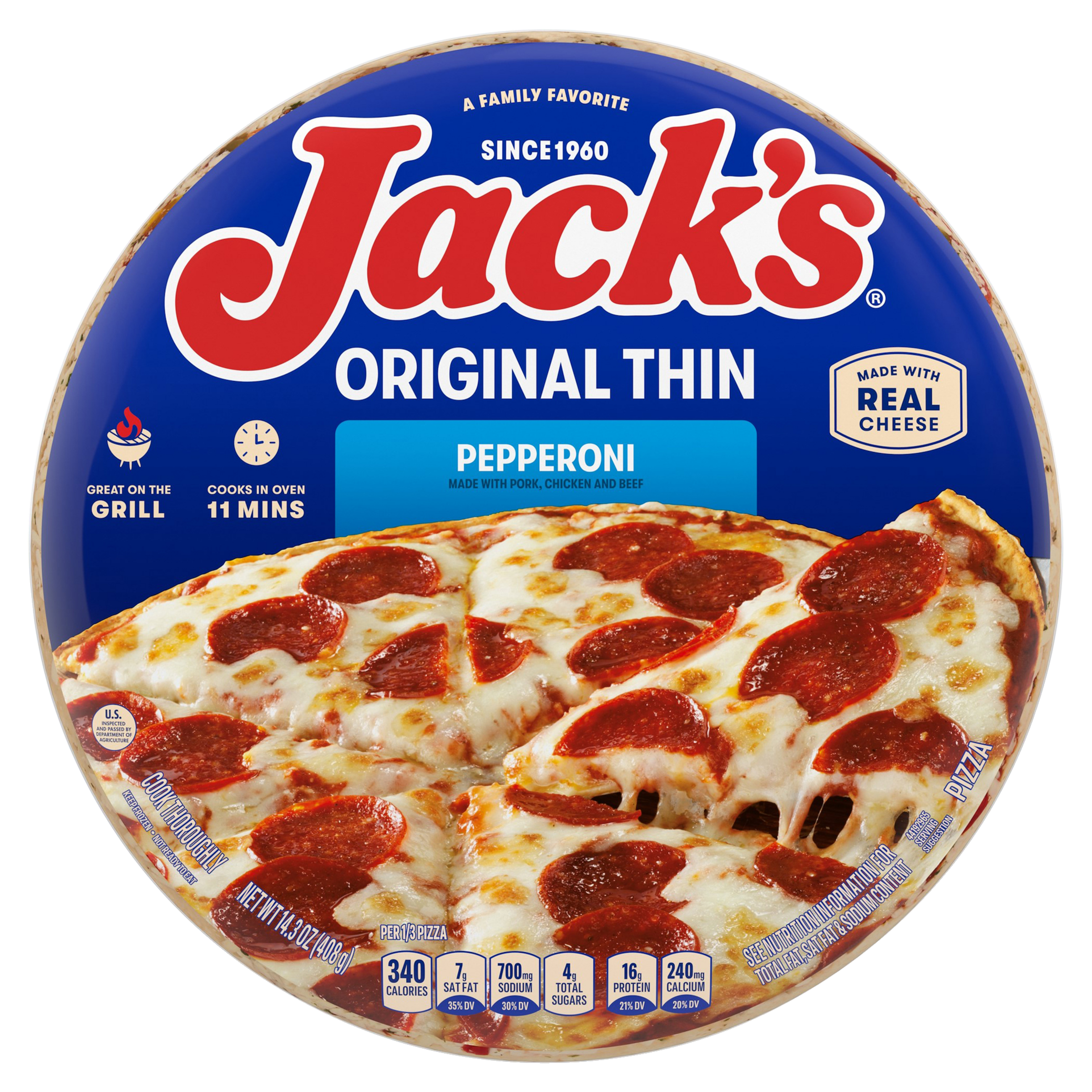 Thin Crust Pepperoni Frozen Pizza | Official JACK'S® PIZZA