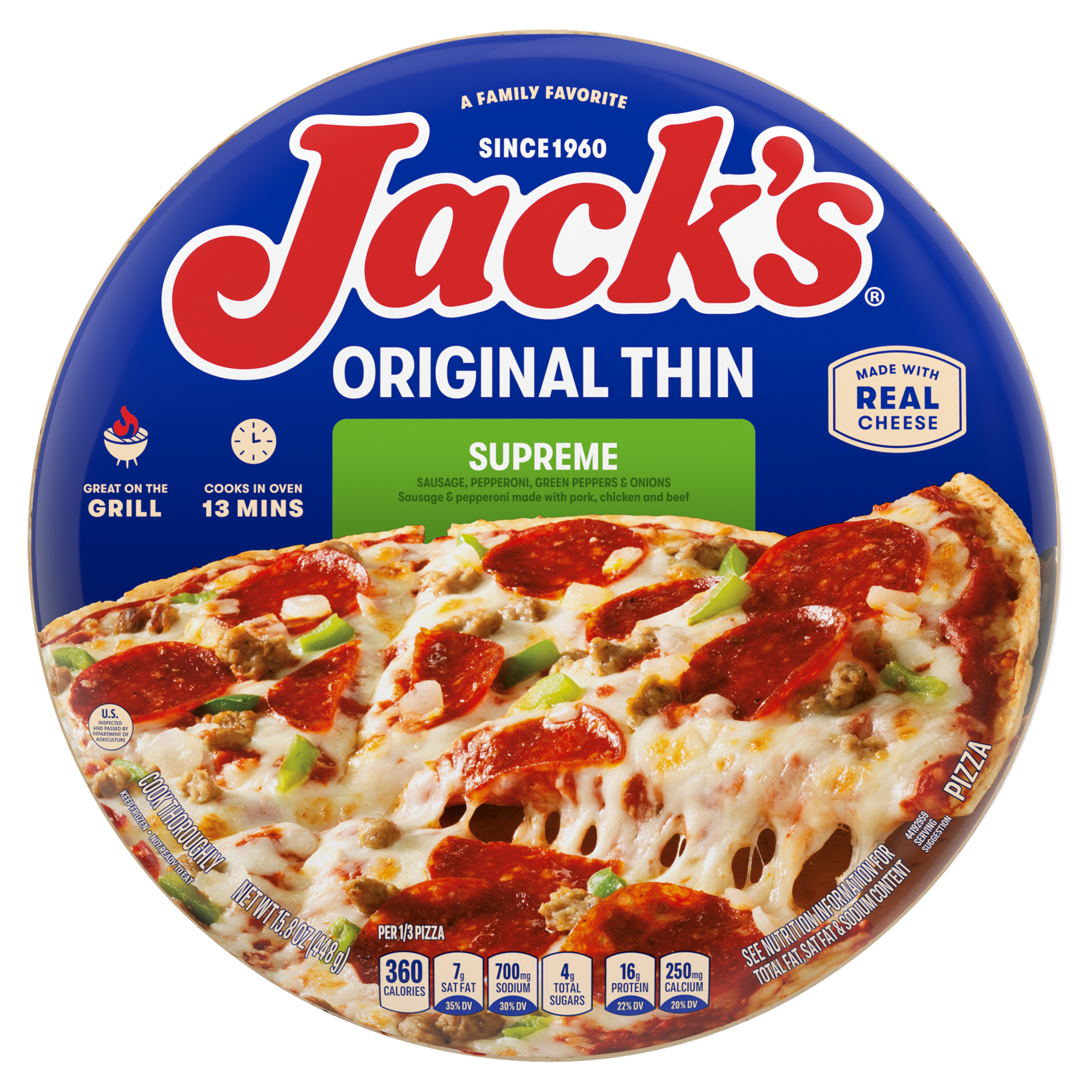 Thin Crust Supreme Frozen Pizza | Official JACK'S® PIZZA
