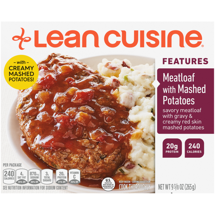 Meatloaf With Mashed Potatoes Frozen Meal Official Lean Cuisine Place frozen product on lightly greased baking sheet. meatloaf with mashed potatoes