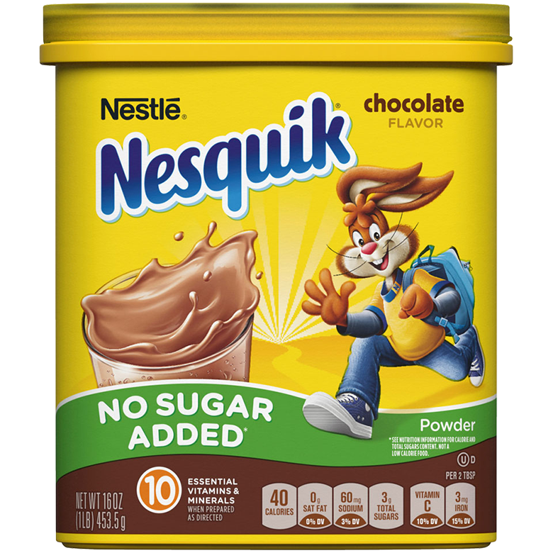No Sugar Added Chocolate Flavored Powder 16 Oz Nesquik For example, sweetened chocolate milk has 24 g of sugar per 240 ml serving. no sugar added chocolate flavored powder 16 oz canister