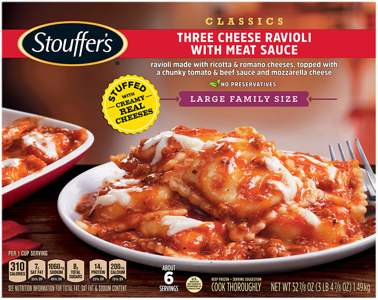 Three Cheese Ravioli With Meat Sauce Frozen Meal Official Stouffer S Pick your favorite frozen ravioli! three cheese ravioli with meat sauce