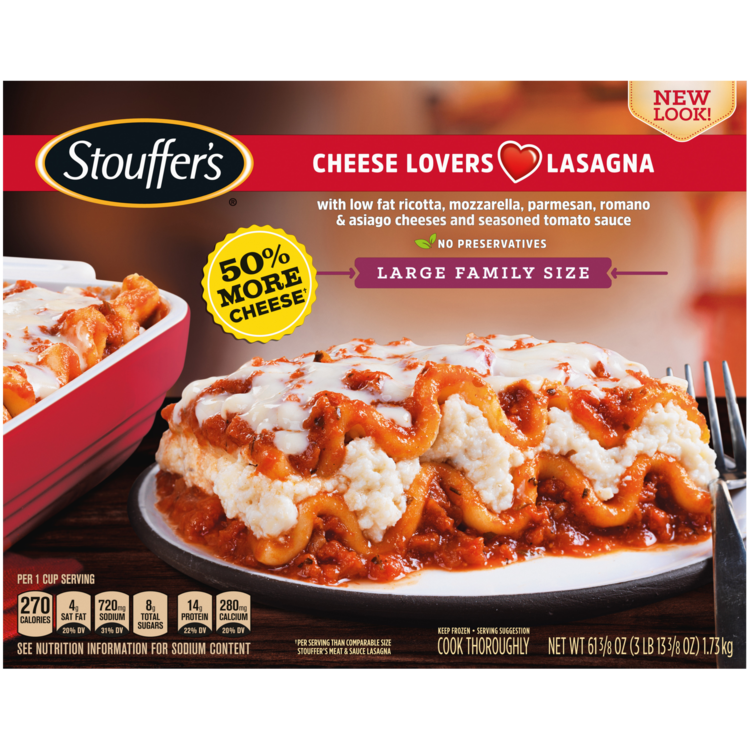 Cheese Lovers Lasagna Family Size Frozen Meal Official STOUFFER'S®