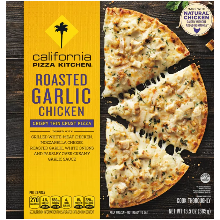 Roasted Garlic Chicken Crispy Thin Crust Pizza Official Cpk Frozen