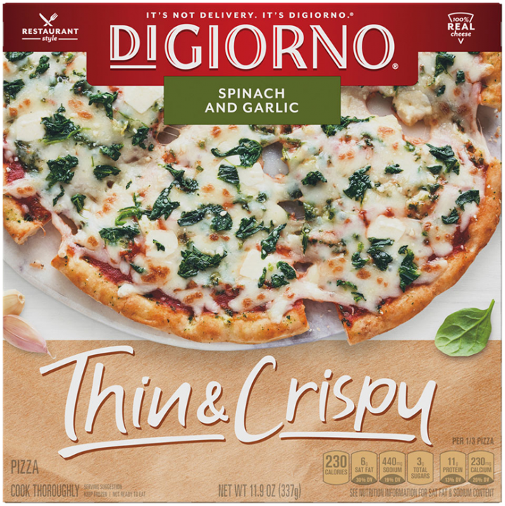 Thin And Crispy Crust Spinach And Garlic Frozen Pizza Official Digiorno