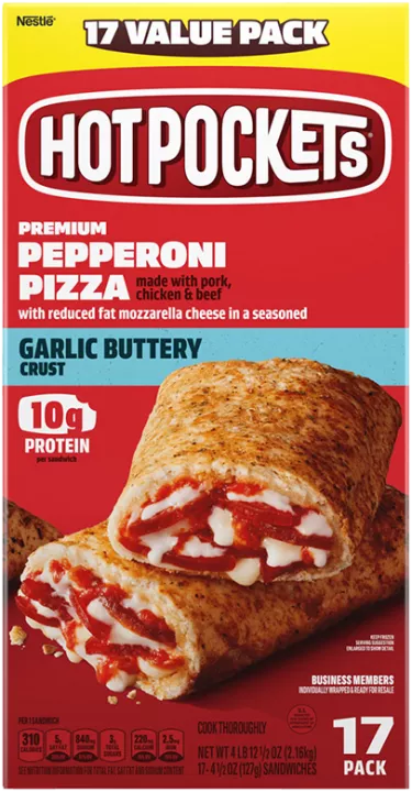 Pepperoni Pizza With Garlic Buttery Crust 17pk Official Hot Pockets