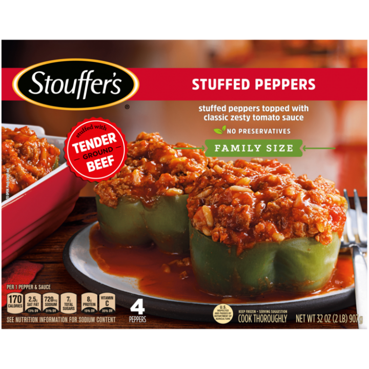 Stuffed Peppers Family Size Frozen Meal Official Stouffer S