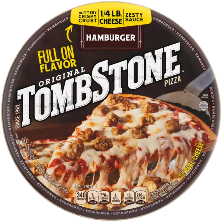 Thin Crust Hamburger Frozen Pizza Official Tombstone