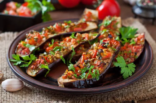 Roasted Eggplant with Chipotle Seitan Grounds