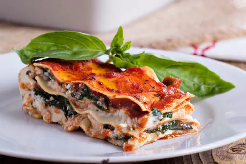 vegan spinach lasagna with tuscan savory grounds