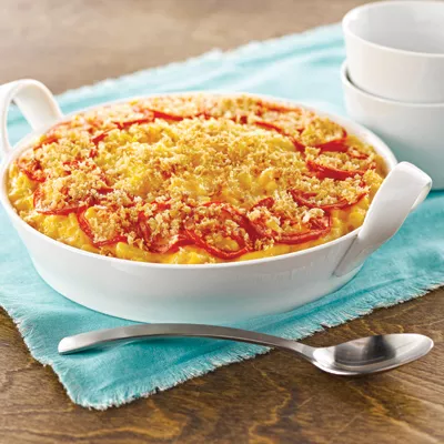 Cazuela de Tostada Francesa de Durazno y Almendras