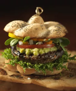 Santa Fe Veggie burger with Heirloom Tomatoes
