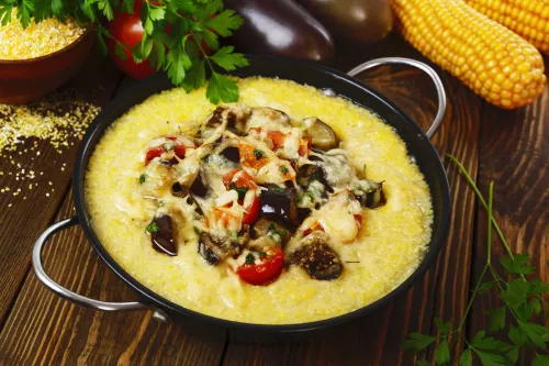 polenta veggie bake with seitan