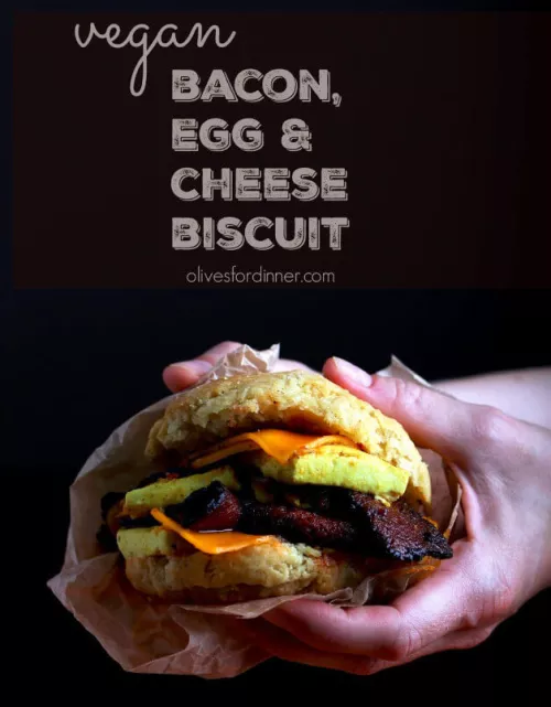 vegan bacon, egg & cheese biscuit