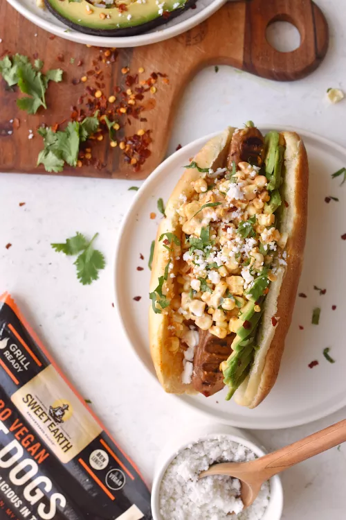 Vegan Elote Hot Dogs