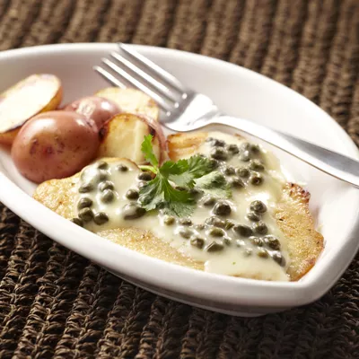Tilapia Fillets with Creamy Caper Sauce