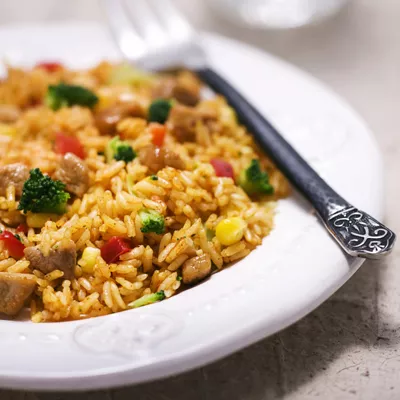 Arroz con Puerco y Vegetales