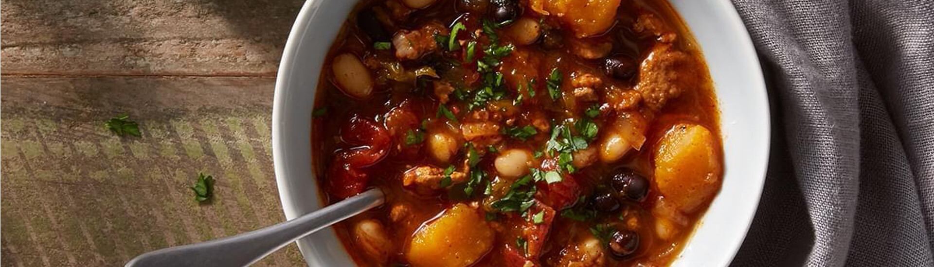 Chile de calabaza de invierno en olla de cocción lenta