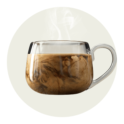 Una taza de café humeante.