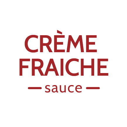 The words "CREME FRAICHE SAUCE" written inside a circle